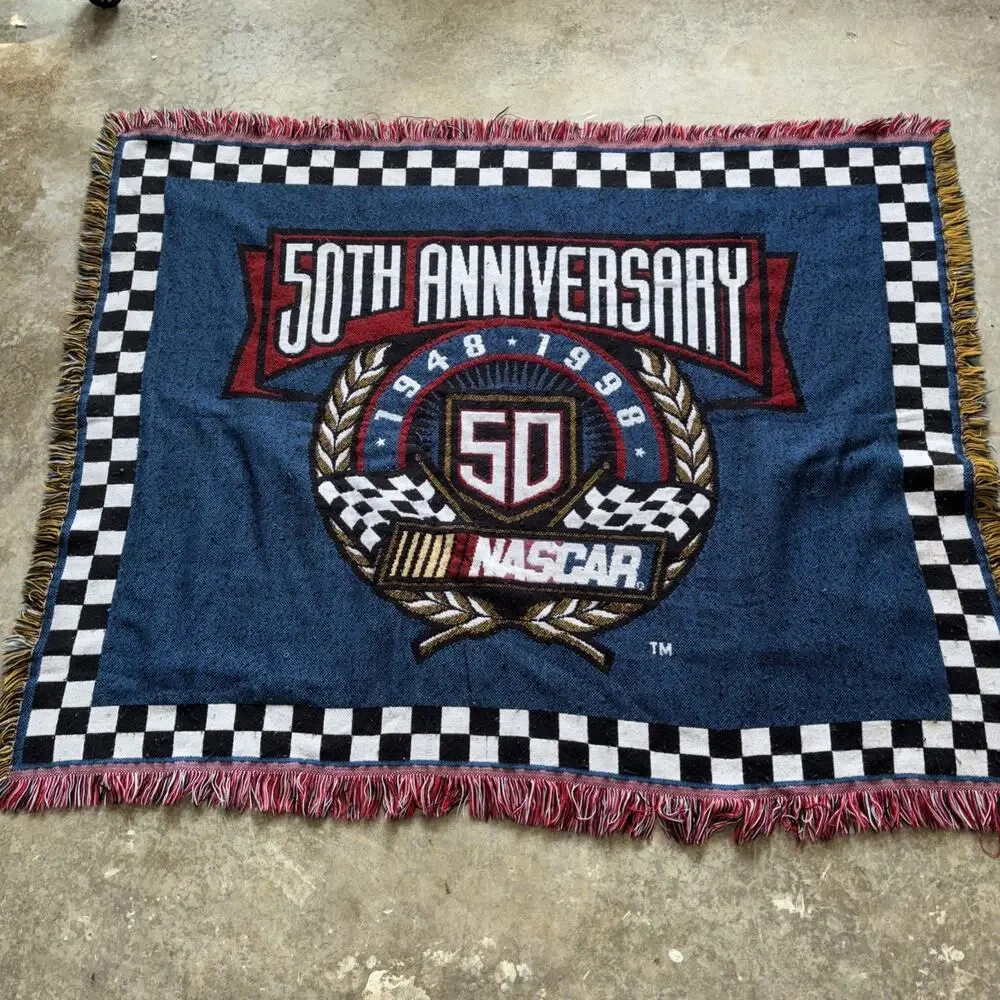 Vintage Nascar 50th Anniversary Blanket Throw Tapestry